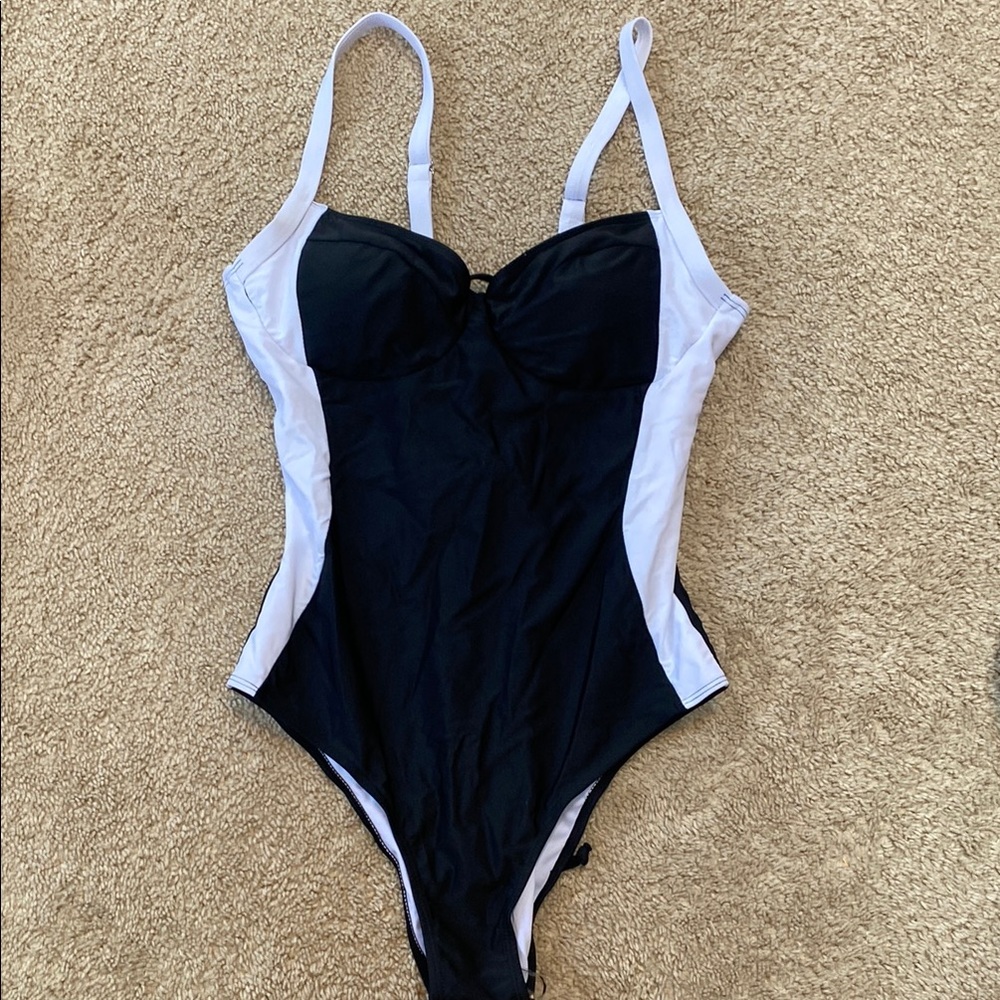 Black and White One-Piece Swimsuit